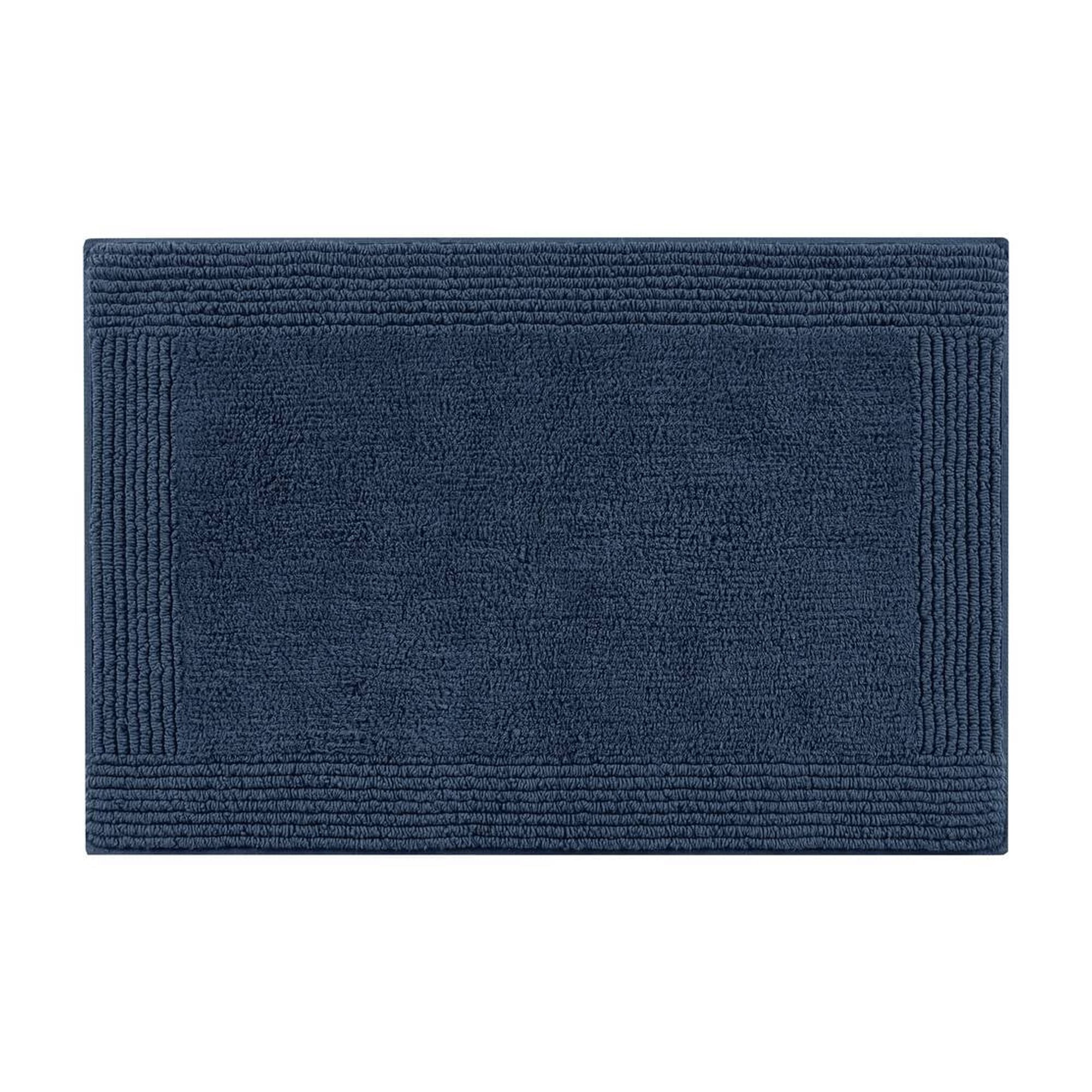 24x36 Inches Reversible Bath Rug, 100% Cotton 3000 GSM Tufted Bath Mat, Navy Luxury Soft Plush Bathroom Rug for Bathroom Shower Floor Home Decor