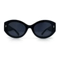 thumbnail image 5 of Womens Mod Fashion Thick Arm Inset Lens Large Oval Plastic Sunglasses All Black, 5 of 8