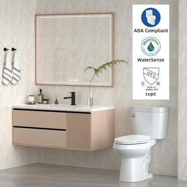 21"Toilet, Elongated Toilets for Bathrooms, Two-Piece Toilet with Soft Close Seat, 1.28 Siphonic Flush Toilet with Universal Height ADA Cotton
