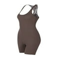 thumbnail image 4 of Combinaison Moulante pour Femme, Couleur Unie, Col en U, Justaucorps Sans Manches, Salopette de Sport Ajustée, une-Pièce, Barboteuse, Barboteuse, Vert Armée, G, 4 of 7