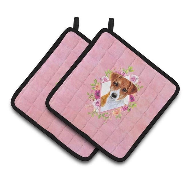 Carolines Treasures CK4156PTHD Jack Russell Terrier 2 Porte-Pots Fleurs Roses, Multicolore