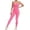 Hot Pink, variant on Women Ruched Cutout Open Back One Piece Sports Bodysuit, High Stretch Slim Fit Yoga Jumpsuit for Workout Running Training