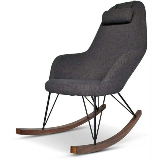Jayce Fauteuil Berçant en Tissu à Dossier Fixe de Style Mi-Siècle Moderne, Gris Foncé