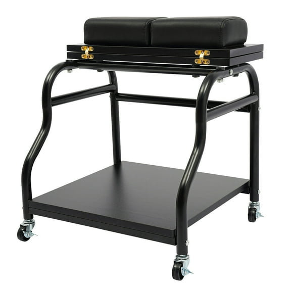 Portable Esthetician Trolley Cart, Trolley Cart with Wheels, Black Foot Bath Cart 15.75*15.75in