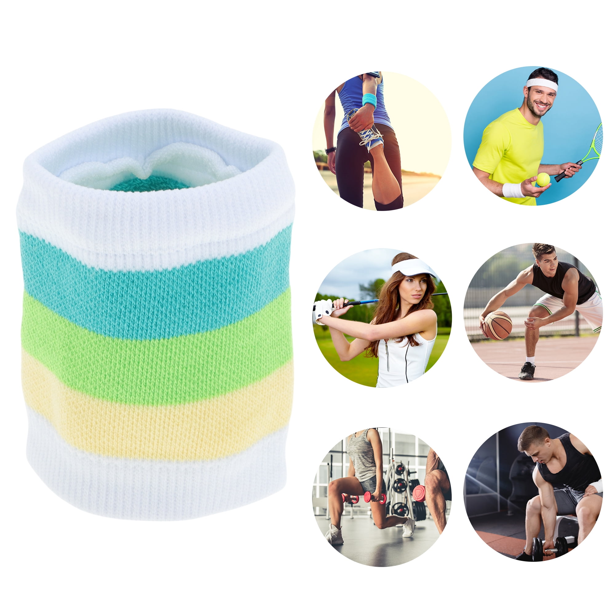Unique Bargains Breathable Wrist Sweatbands Comfortable 1 Pc White Lake Green