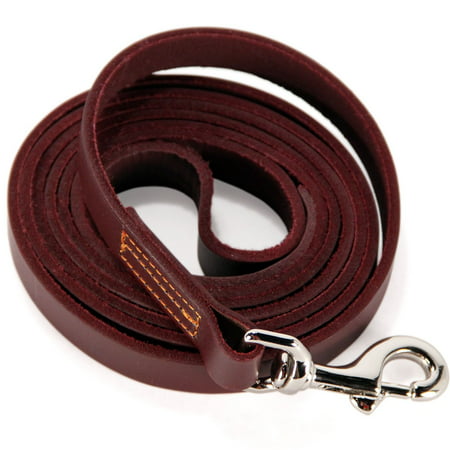 Logical Leather 6 ft Leather Training Leash- Brown