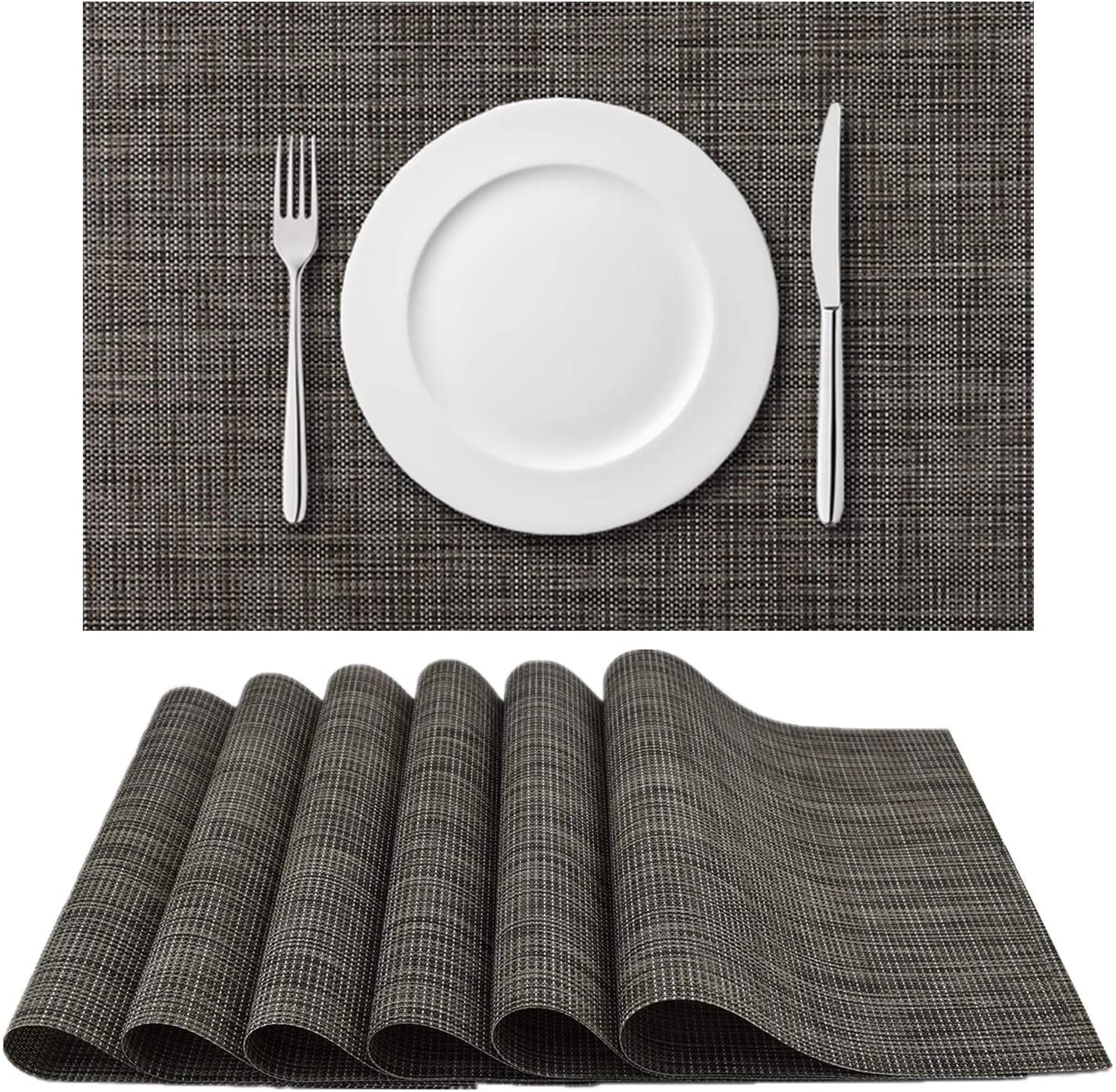Placemats Placemat For Dining Table Woven Placemats Heat Resistant Non Slip Place Mats Table Mats Set Of 6 Grey Walmart Com