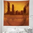 thumbnail image 1 of Michigan Tapestry, Grand Rapids Michigan Skyline with Reflection in Water Orange Colored, Fabric Wall Hanging Decor for Bedroom Living Room Dorm, 5 Sizes, Burnt Orange and Brown, by Ambesonne, 1 of 1