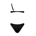 thumbnail image 5 of XIYON Bikini Sets For Women Solid Color V Neck Knot Front Push Up High Leg Thong Two Piece Retro Swimsuits Beachwear, 5 of 5