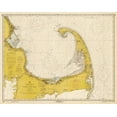 thumbnail image 2 of NOAA Historical Map-Chart 32x26 Gold Ornate Wood Framed with Double Matting Museum Art Print Titled - Nautical Chart - Cape Cod Bay ca. 1970 - Sepia Tinted, 2 of 4