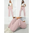 thumbnail image 3 of Chiclily Women Wide Leg Lounge Pants Sakura Pink M Work Business Casual Loose High Waisted Dress Palazzo Flowy Trousers with Pockets, 3 of 7