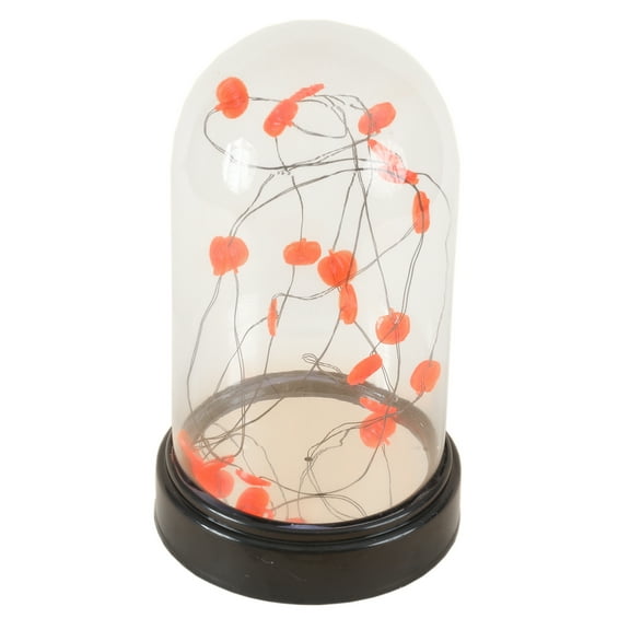 LuxenHome Lighted Fall Harvest Glass Dome Decoration