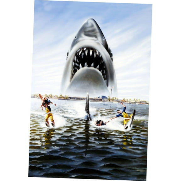 Jaws 3D Poster 12x16 Art Print on Metal Sign 12in x 16in Multi-Color Square Adults Best Posters