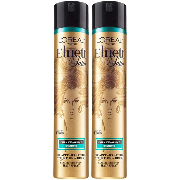 L'Oreal Paris Hair Care Elnett Satin Extra Strong Hold Hairspray -  Unscented, Long Lasting + Humidity Resistant, Hair Styling Spray, 11 Ounce  2 Count 