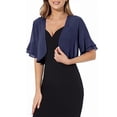 thumbnail image 3 of Open Front Cardigan Sweaters for Women New Womens Shrugs Chiffon Cardigans Open Front Ruffle Sleeve Casual Lightweight Cropped Tops Coat Navy M, 3 of 7