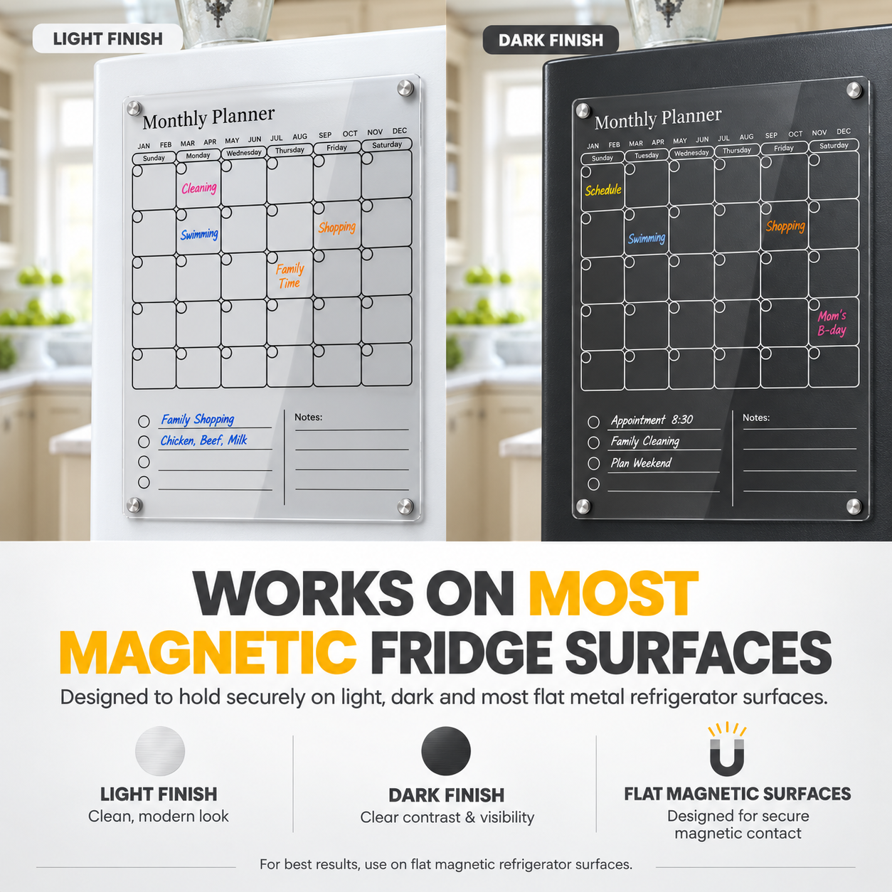 ideaTech Clear Acrylic Magnetic Refrigerator Calendar photo 7