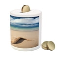 thumbnail image 3 of Driftwood Piggy Bank, Sea Theme Driftwood on the Sandy Beach and Cloudy Sky Digital Style Print, Ceramic Coin Bank Money Box for Cash Saving, 3.6" X 3.2", Sand Brown Blue, by Ambesonne, 3 of 4