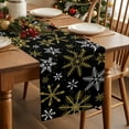 thumbnail image 2 of Burlap Table Runner 36 Inches Long,Golden Snowflakes Merry Christmas Non-Slip Kitchen Table Runners for Dining Room Everyday Use Party Table Decorations Winter Snowflake Seamless Black, 2 of 9