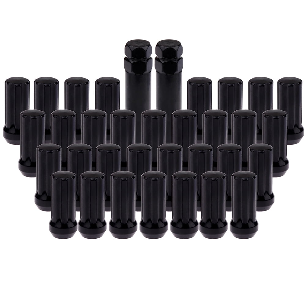 ECCPP Replacement for Wheel Lug Nuts 32 Pieces +2 Keys Black Truck Spline Bulge Acorn Drive Close End 3/4" hex Size Lug Nuts for Dodge for Ram 1500/2500/3500/2500 Van 1994-2010