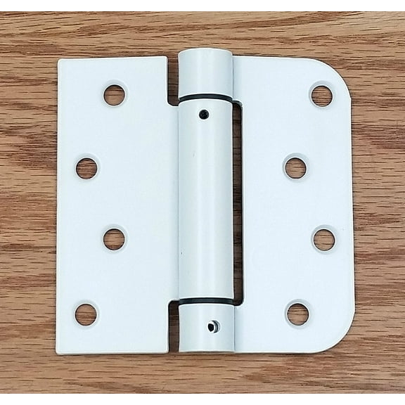 Spring Self-Closing Hinges, 4" X 4" Square with 5/8" White Prime - 2 Pack - Adjustable Door Closing