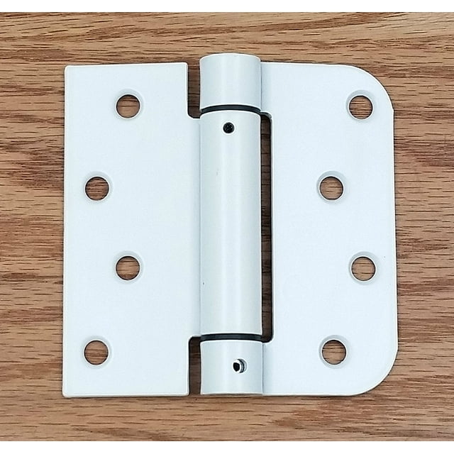 Spring Self-Closing Hinges, 4" X 4" Square with 5/8" White Prime - 2 Pack - Adjustable Door Closing