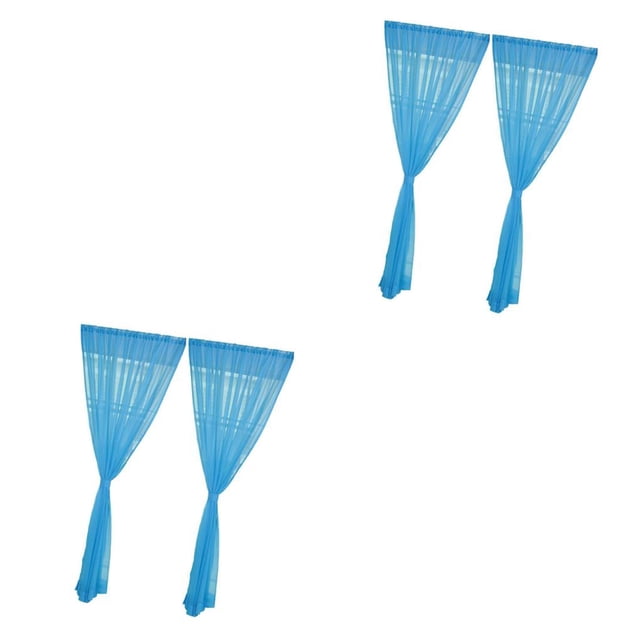 Billuyoard Cortina de cocina de 2 paneles, cortina de gasa transparente para puerta y ventana, color azul oscuro - 200x200cm 2piezas Cielo azul 100 x 270 cm 2 piezas