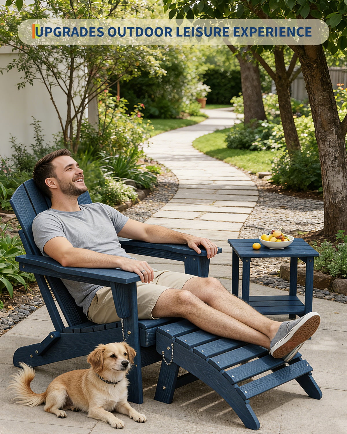 Soonbuy Folding Adirondack Ottomans, HDPE Outdoor Foot Rest for Adirondack Chair, All-Weather Patio Ottoman for Deck, Lawn, Porch and Poolside