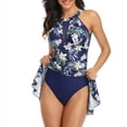 thumbnail image 3 of JUNWELL Robe de Bain une Pièce Maillot de Bain pour Femmes Tenue de Plage d'Été Robe de Bain Style Jupe en Maille Maillot de Bain Multicolore Tankini (S - TTG), 3 of 8