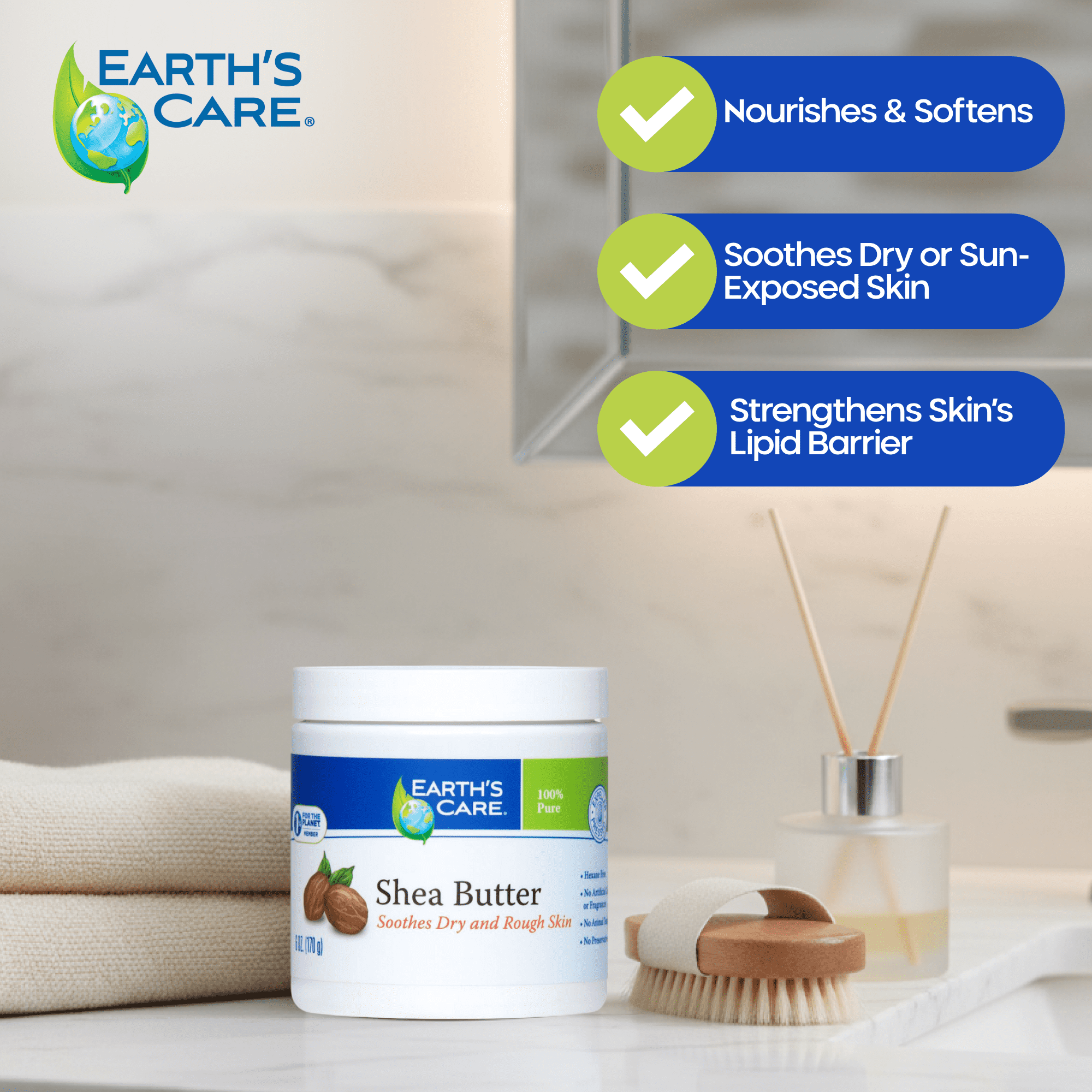 Earth's Care 100% Pure Natural African Shea Butter, Moisture