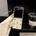 thumbnail image 2 of Case for Samsung Galaxy Z Flip 6 (2024),Cute Beautiful Rhinestone Love Heart Design Phone Protective Cover with Pearl Wrist Chain for Girls Women (No Chain), 2 of 14