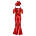 thumbnail image 4 of Moggemol Combinaison Évasée à Sequins pour Filles avec Chapeau Fedora pour Jazz Hip Hop Disco Danse Rouge 6, 4 of 6