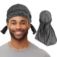 thumbnail image 4 of CYSFASHION Turban for Men Tie Headband Lightweight Hair Tie Fitness Sleep Bonnet Head Scarf Dark Gray, 4 of 7