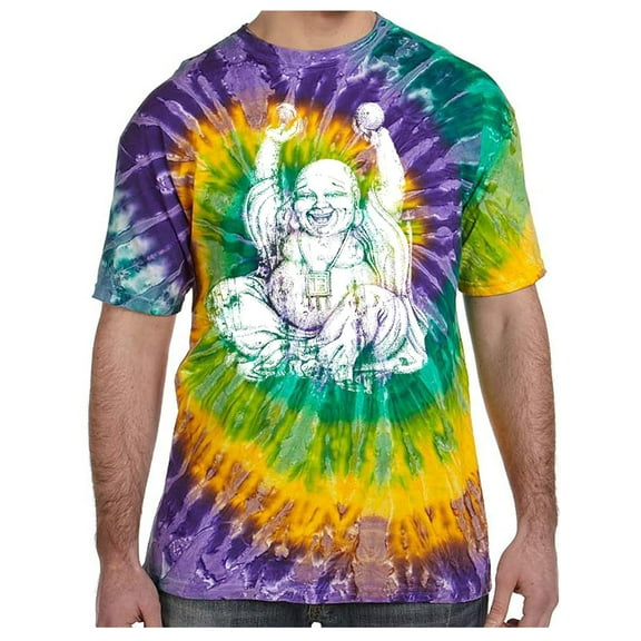 Mens Laughing Buddha Tie Dye Tee - Mardi Gras, Small