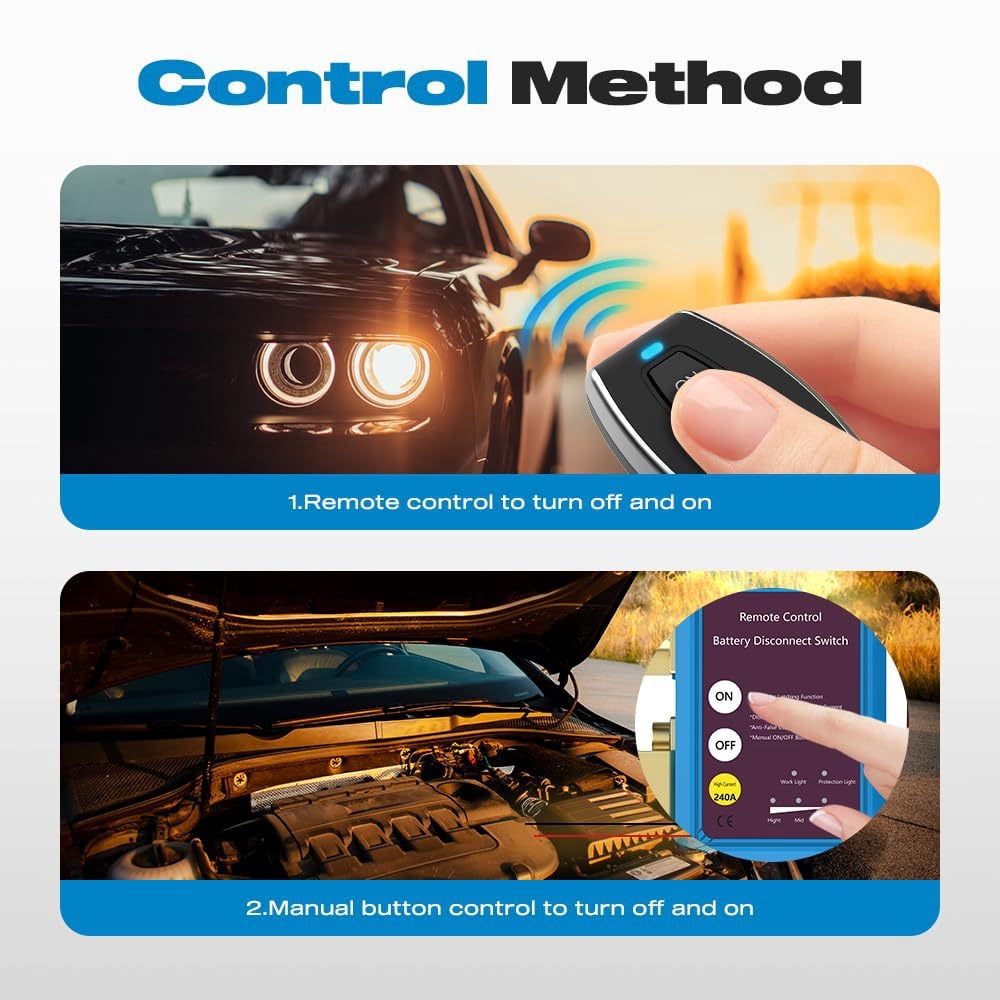 Yassdwbn Battery Disconnect Switch Automatic Cut Off Wireless Remote Control Universal