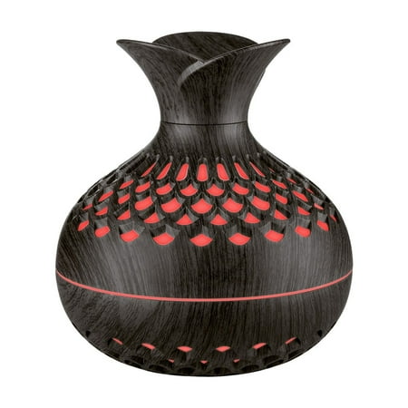 

HMOONORY Mini Usb Wood Grain Flower Humidifier with Colorful Led Light Silent Operation and Aromatherapy for Home and Office
