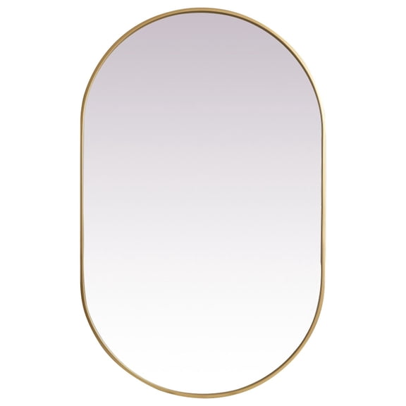 Metal Frame Oval Mirror 30x48 Inch in Brass