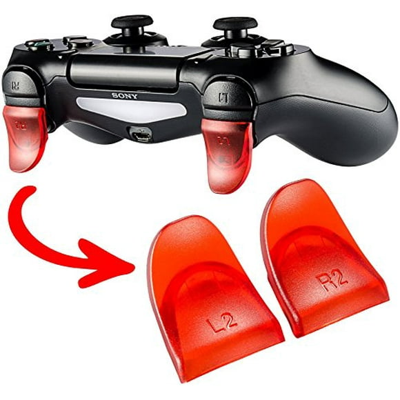 1 Pairs L2 R2 Trigger Extenders Buttons for PlayStation 4 PS4 PS4 Slim Pro JDM-030 Controller ï¼ˆTransparent Redï¼‰