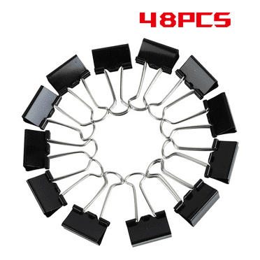 CCOCC 48 Pcs Binder Clips Large Metal Paper Clips for Study and Office Paper Document File Stationery Binder Clips 1.5 In Black