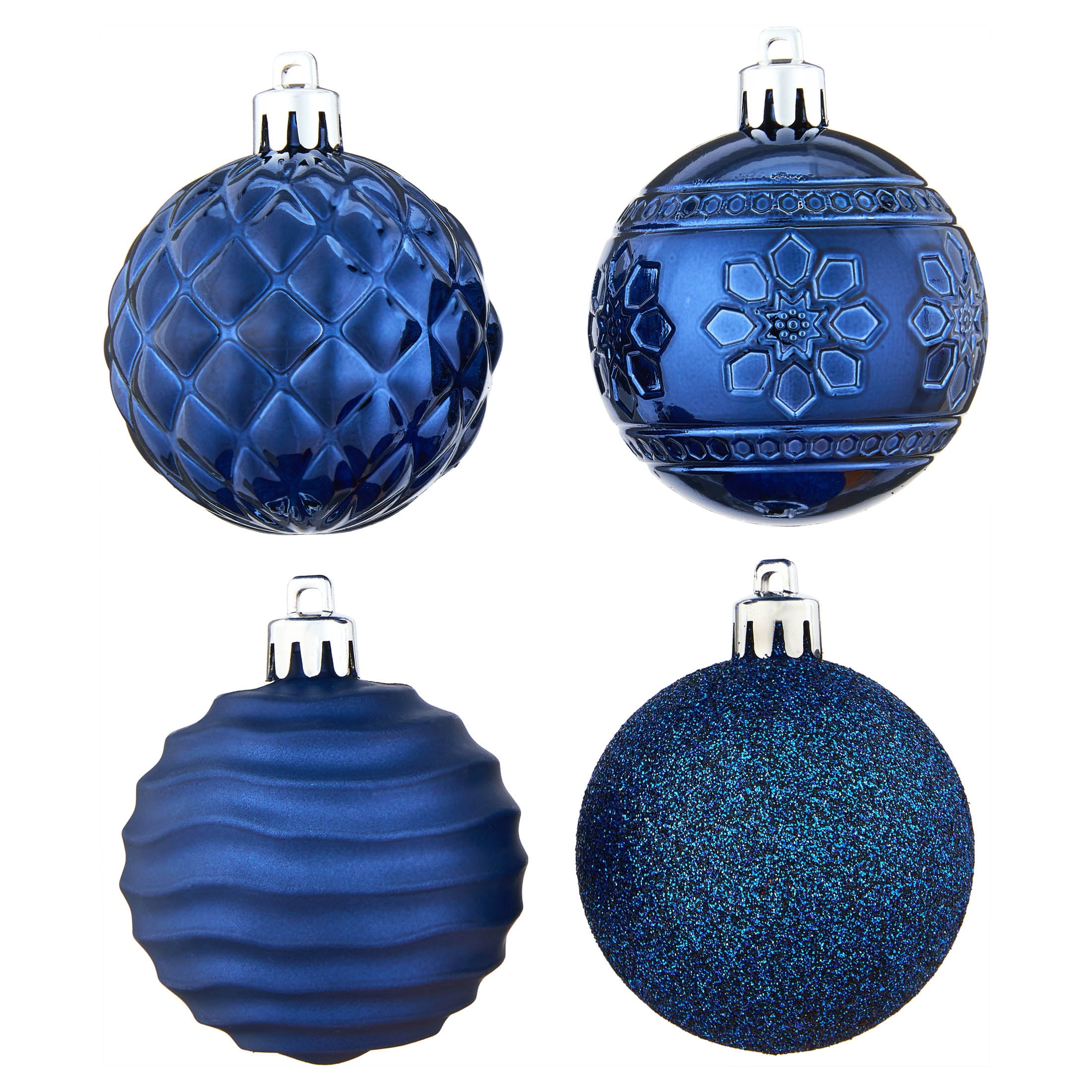 24-Count Navy Ball Shatterproof Christmas Ornaments, 2.8", by Holiday Time
