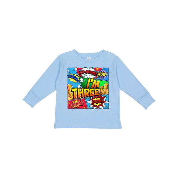 Inktastic I'm Three Comic Book Boys or Girls Long Sleeve Toddler T-Shirt