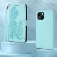 thumbnail image 6 of for iPhone 14 Plus Wallet Case,14 Plus Phone Case Card Holder,Cute Floral Leather Kickstand Flip Cases,Wrist Strap,Magnetic Closure,Shockproof Protective Cover for iPhone 14 Plus (Teal), 6 of 14