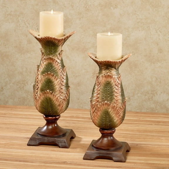 Sunset Palm Candleholders Multi Earth Set of Two 2