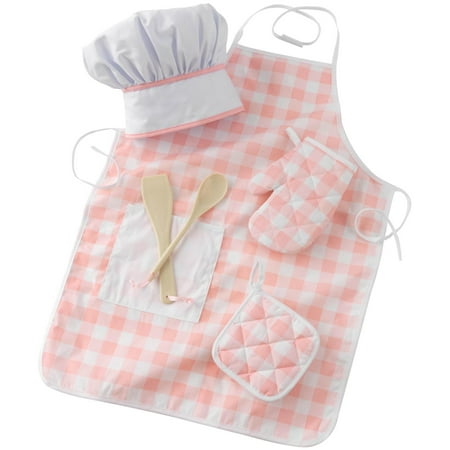 KidKraft Tasty Treats Kids Chef Set with Apron, Hat, Oven Mitt & Spoon - Pink