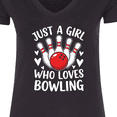thumbnail image 4 of Inktastic Just a Girl Who Loves Bowling Women's V-Neck T-Shirt, 4 of 5
