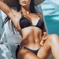thumbnail image 3 of DOPI Women's Striped Printing Padded Push Up 2 Piece Bikini Sets Swimsuits Beachweart, 3 of 5