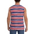 thumbnail image 4 of Pofeuu USA Colors Stripes Print Men's Muscle T-Shirt, Sleeveless, Muscle Tank, Classic Muscle Tee Top For Men Casual Sleeveless Muscle T-Shirt Trendy Clothes-Small, 4 of 7