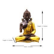 Lord Buddha Brass Statue - Blessing Buddha Idol for Garden, Puja, Home Mandirs, Gifts by Pooja Bazar 12 x 6.5 x 10 In