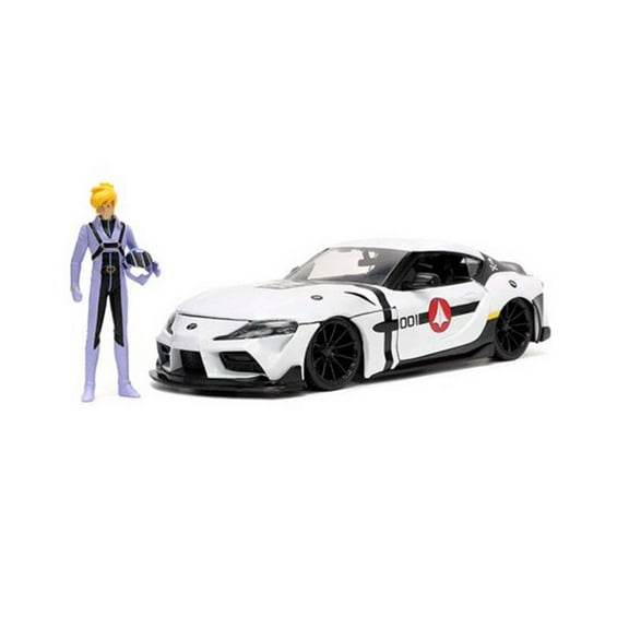 2020 Toyota Supra w/ Roy Focker Figurine, White - Jada Toys 33682 - 1/24 scale Diecast Car