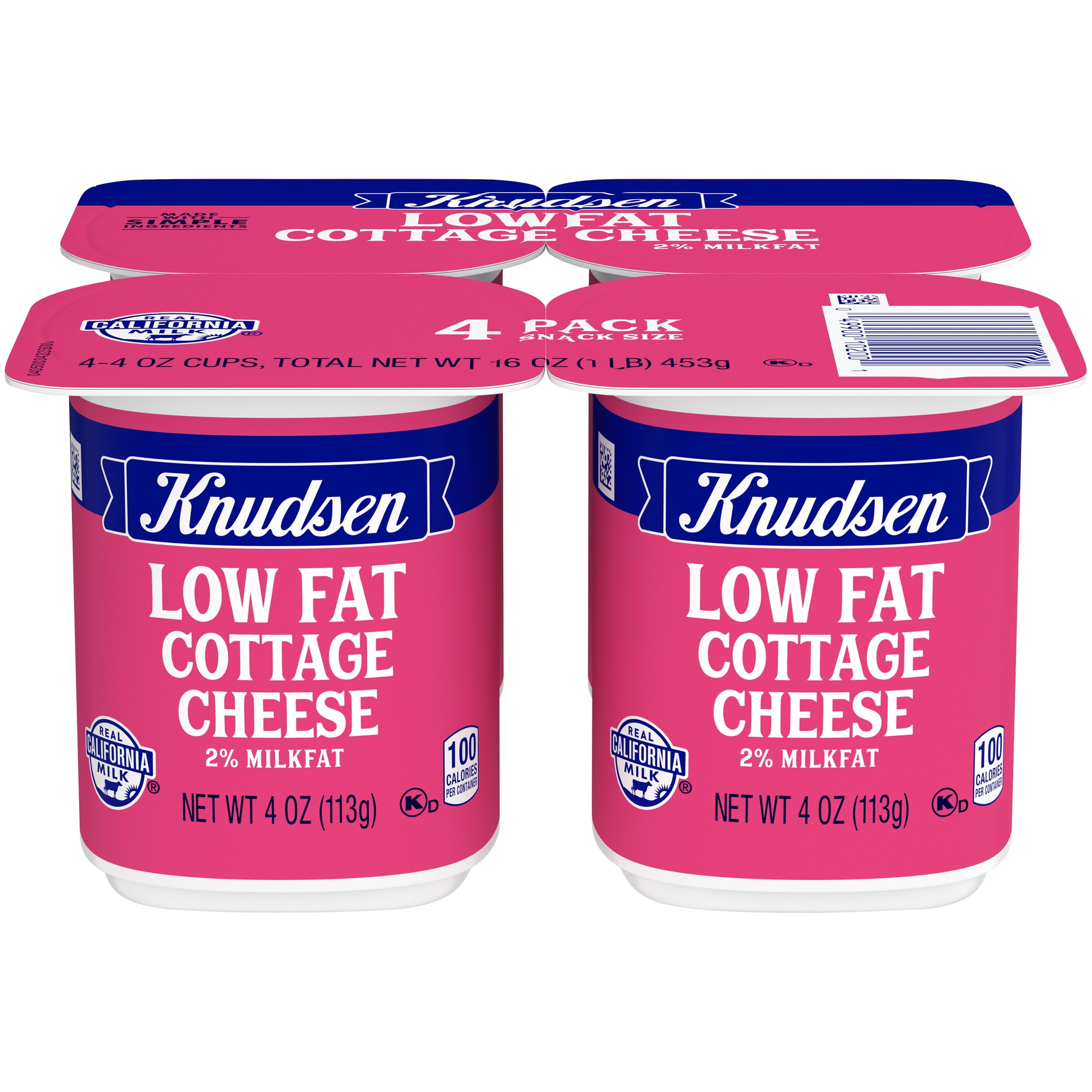 Knudsen On The Go Lowfat Cottage Cheese with 2 Milkfat, 4 ct Pack, 4