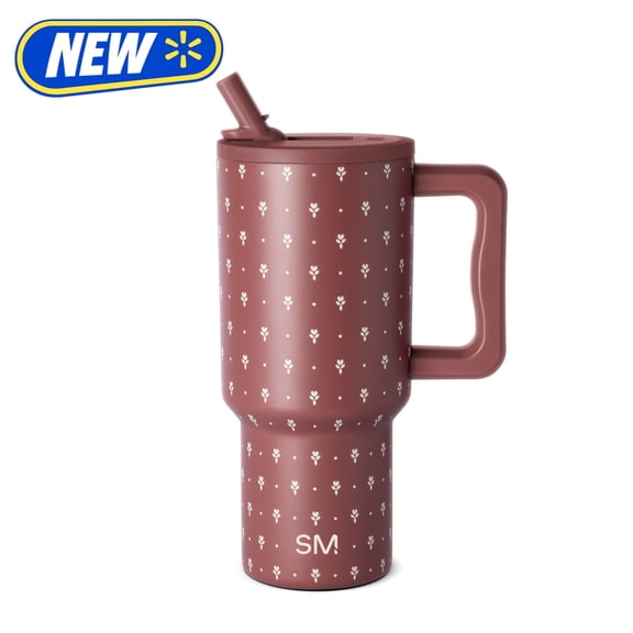 Simple Modern 30 fl oz Insulated Stainless Steel Trek Tumbler with Folding Straw Lid|Mauve Meadow